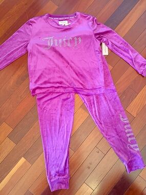 Juicy Couture Velour Tracksuit Set Y2K Matching Set Hoodie + Pants